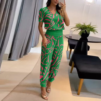 Robe Été Courte Femme imprimée décolleté V