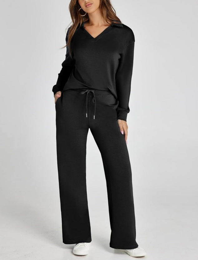 Costume décontracté femme zip et pantalon large