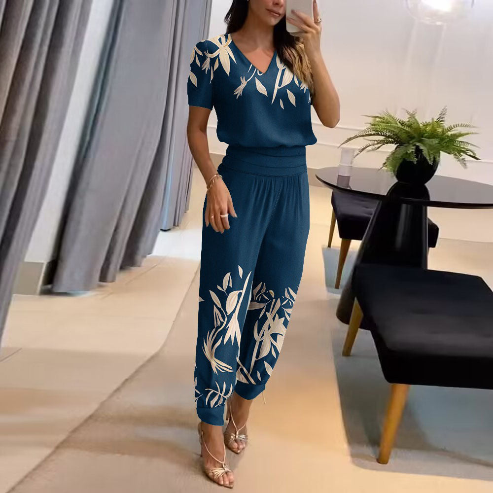 Robe Été Courte Femme imprimée décolleté V
