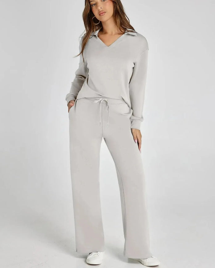Costume décontracté femme zip et pantalon large