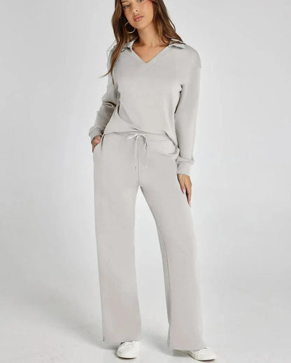 Costume décontracté femme zip et pantalon large