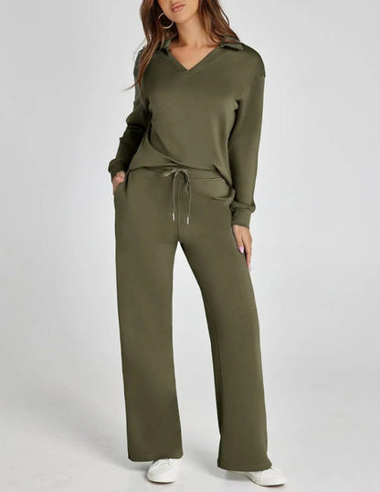 Costume décontracté femme zip et pantalon large