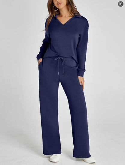Costume décontracté femme zip et pantalon large