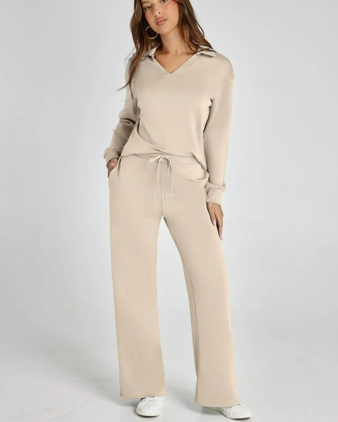 Costume décontracté femme zip et pantalon large