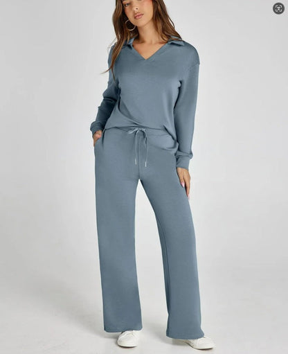 Costume décontracté femme zip et pantalon large