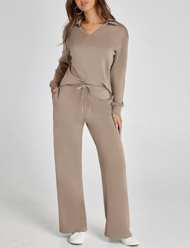 Costume décontracté femme zip et pantalon large