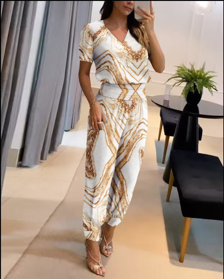 Robe Été Courte Femme imprimée décolleté V