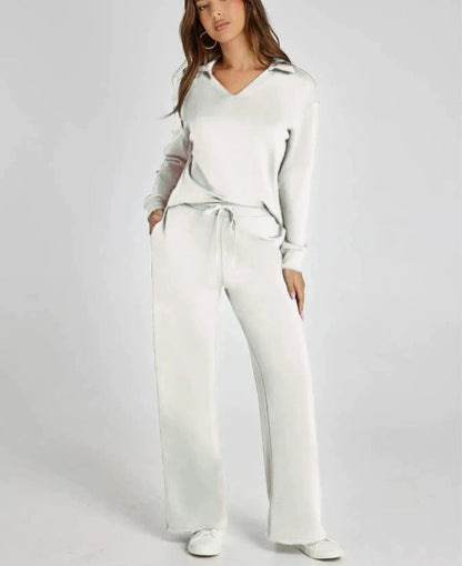 Costume décontracté femme zip et pantalon large