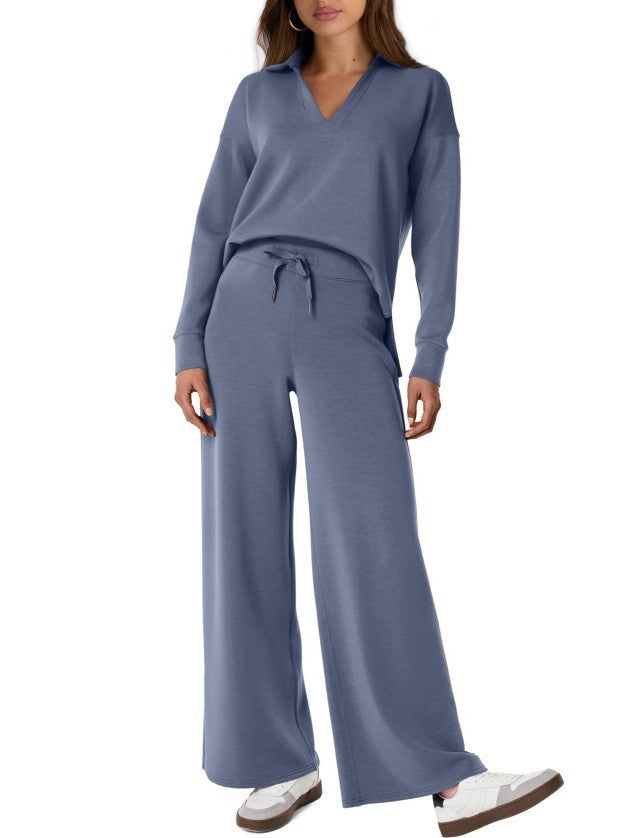 Costume décontracté femme zip et pantalon large