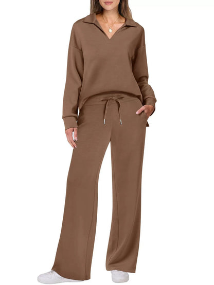 Costume décontracté femme zip et pantalon large