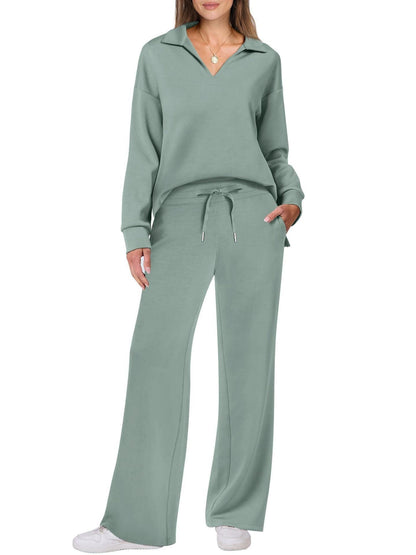 Costume décontracté femme zip et pantalon large