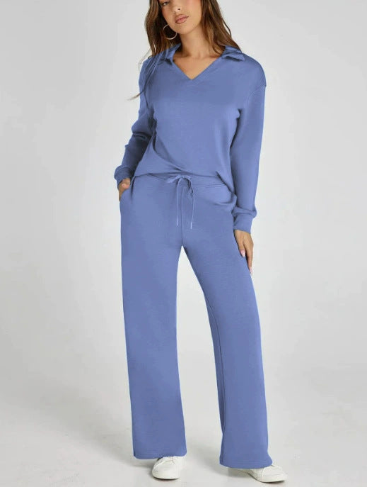 Costume décontracté femme zip et pantalon large