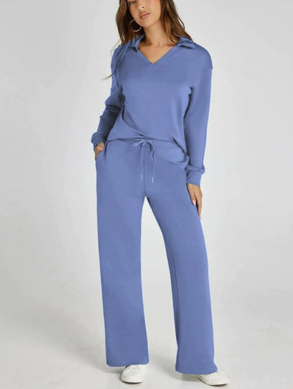 Costume décontracté femme zip et pantalon large