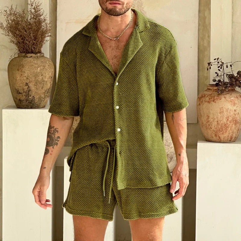 Ensemble Homme Décontracté Coton | Chemise et Short - BerlinGlamour