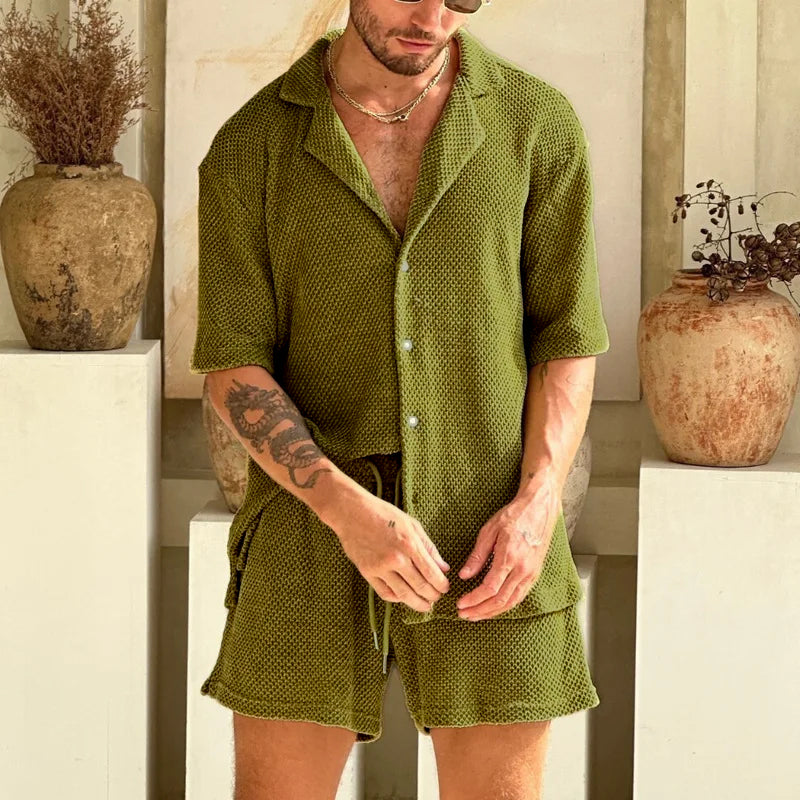 Ensemble Homme Décontracté Coton | Chemise et Short
