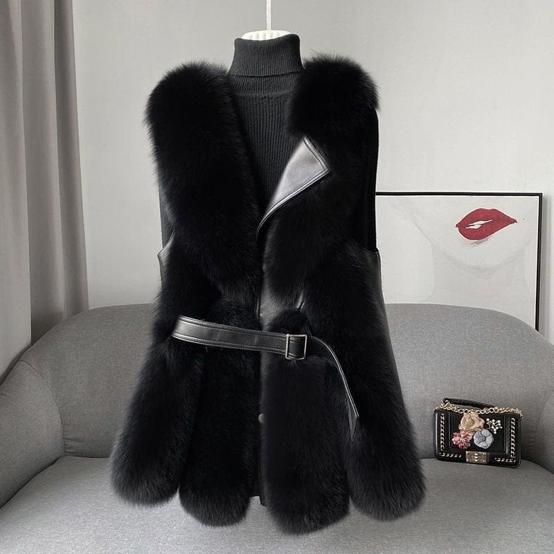 Gilet Fourrure Artificielle Zippé Chic pour Femme