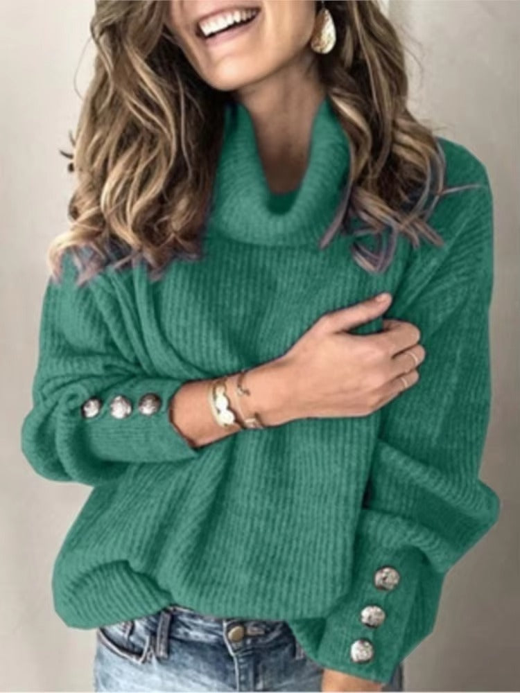 Pull Col Roulé Femme Chic Élégant