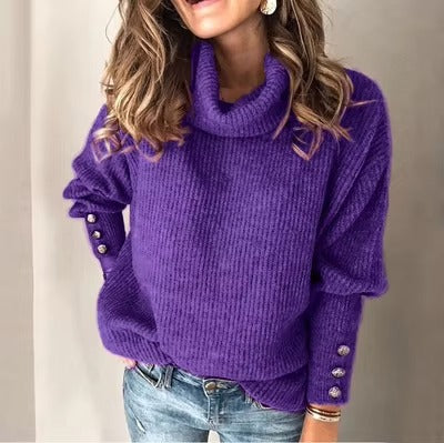 Pull Col Roulé Femme Chic Élégant