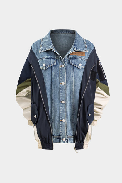 Veste en denim et nylon décontractée et originale