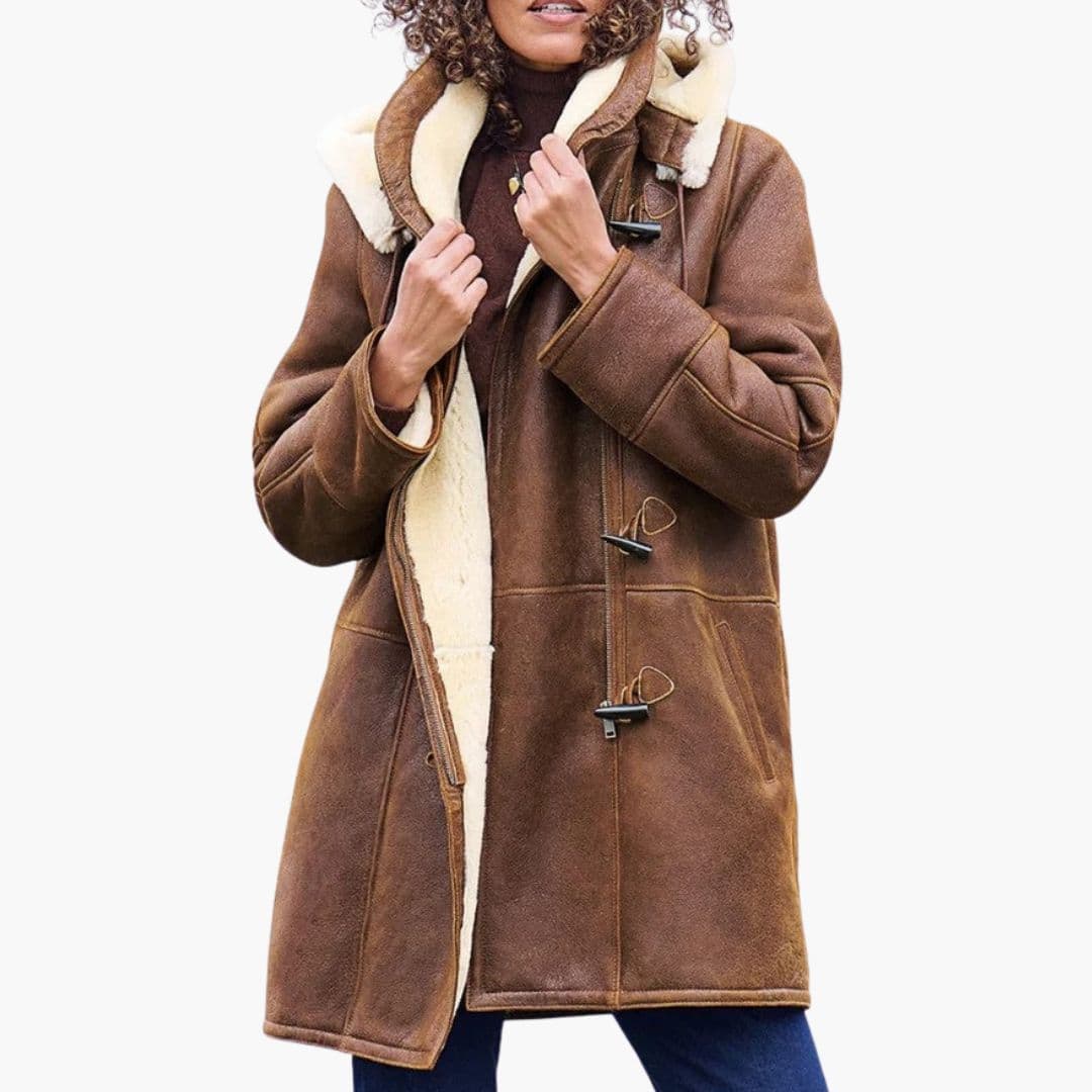 Manteau femme hiver doublé polaire avec capuche et manches longues - PanierRoyale