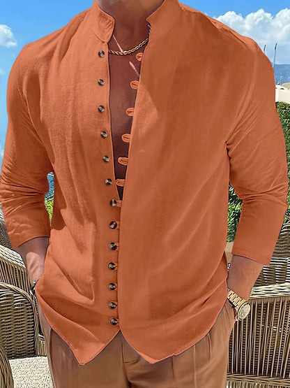 Chemise Homme Décontractée Col Mao Casual