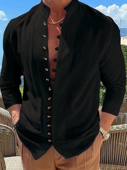 Chemise Homme Décontractée Col Mao Casual - PanierRoyale