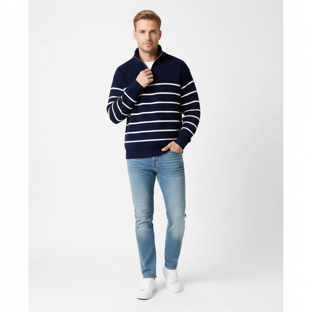 Pull Homme Rayé Classique pour Tous les Jours - PanierRoyale