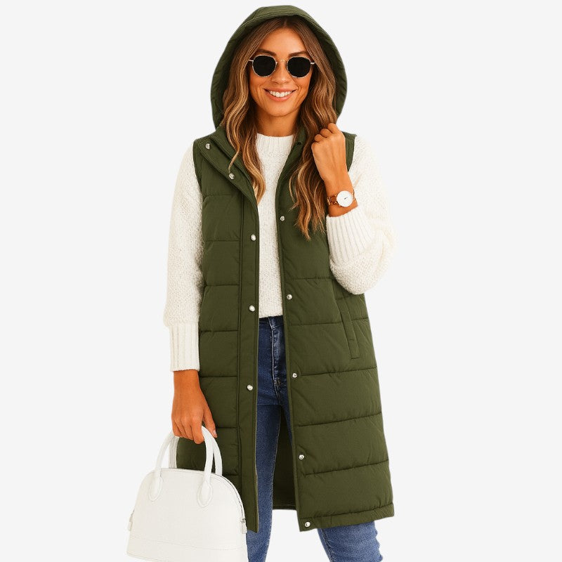 Blouson Dégagé avec Capuche et Fermeture Éclair