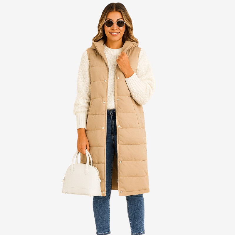 Blouson Dégagé avec Capuche et Fermeture Éclair