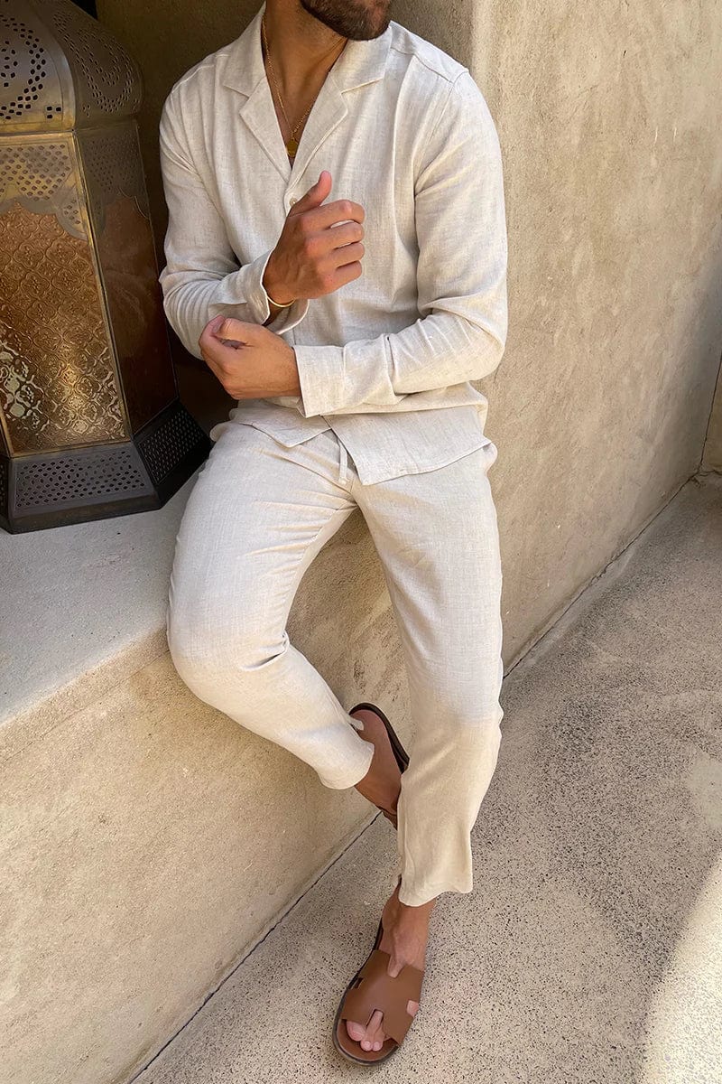 Costume Homme Lin Coton Été - Ensemble Chemise et Pantalon