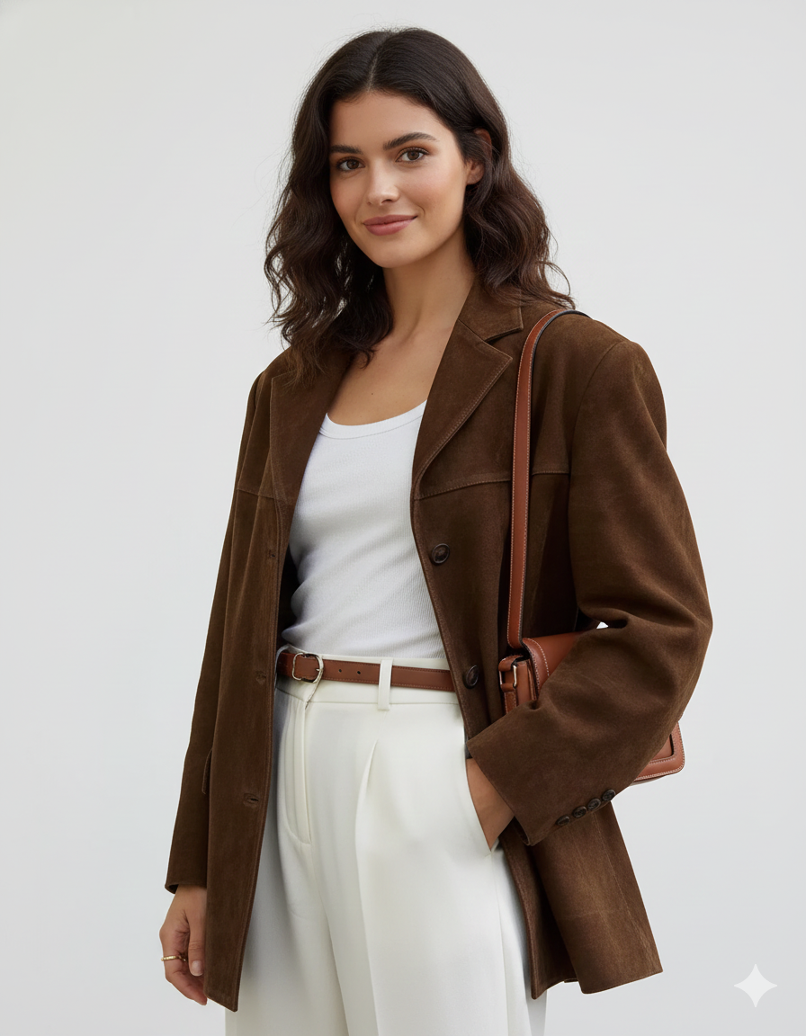 Veste Femme Brun Stretch Chic et Confortable - PanierRoyale