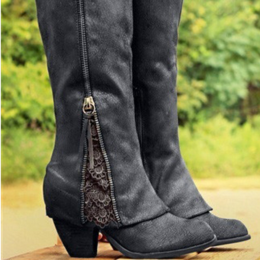 Bottes cowboy femme élégantes à lacets et éclair - PanierRoyale