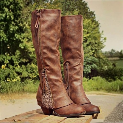 Bottes cowboy femme élégantes à lacets et éclair