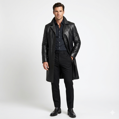 Manteau Homme Long Élégant en Trench Classique