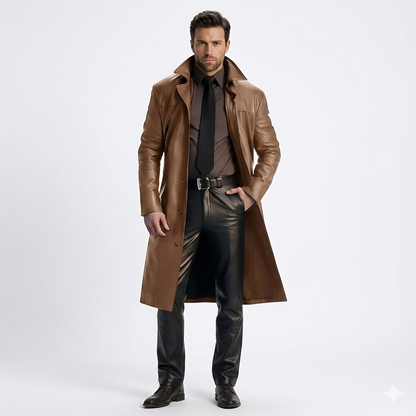 Manteau Homme Long Élégant en Trench Classique