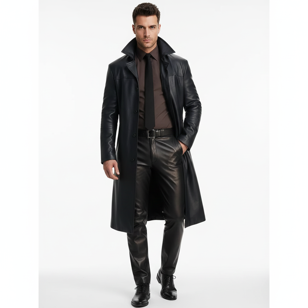 Manteau Homme Long Élégant en Trench Classique - PanierRoyale