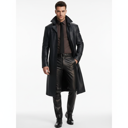 Manteau Homme Long Élégant en Trench Classique - PanierRoyale