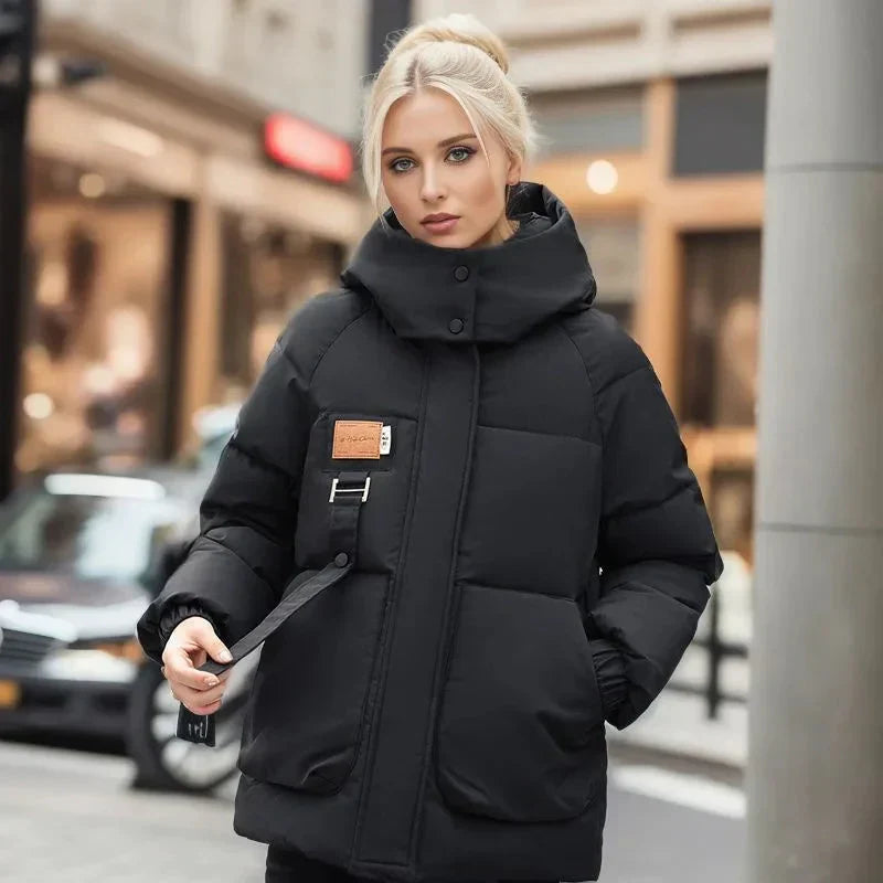 Veste Femme Matelassée Capuche Coupe Confort Hiver - PanierRoyale