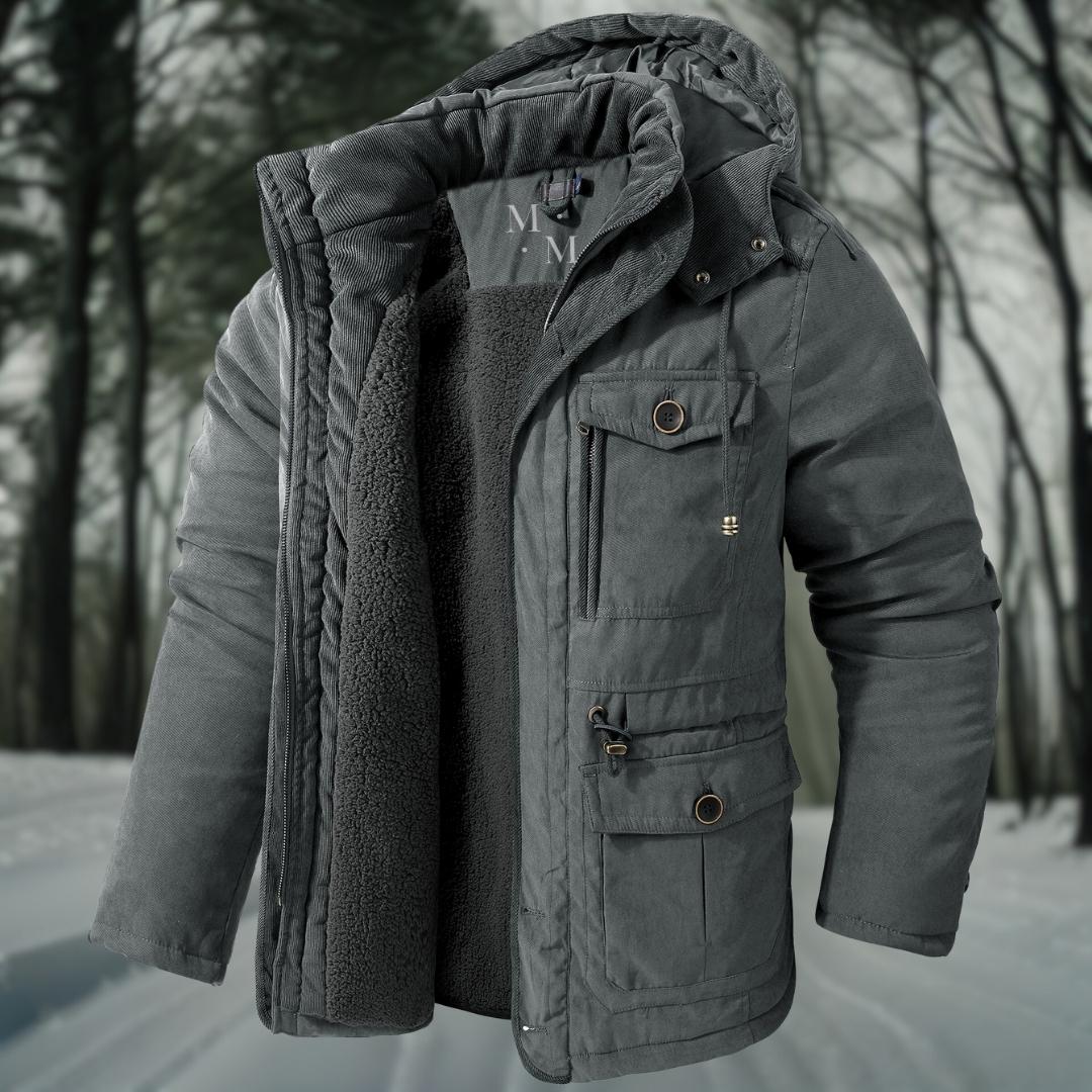Manteau Homme Hiver Élégant avec Capuche et Fermeture Éclair Long