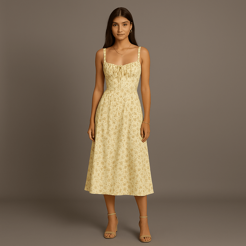 Robe Été Florale Élégante avec Bretelles Ajustables
