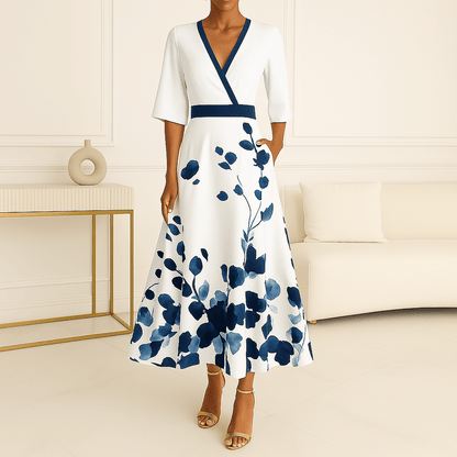Robe Été Femme Élégante - Robe Florale Col V Pour Femme