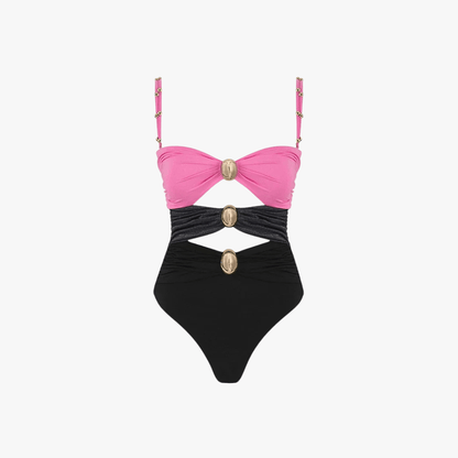 Maillot de Bain Féminin Une Pièce Chic avec Décoration Brillante