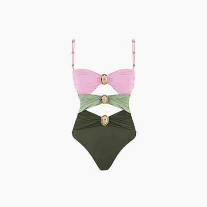 Maillot de Bain Féminin Une Pièce Chic avec Décoration Brillante