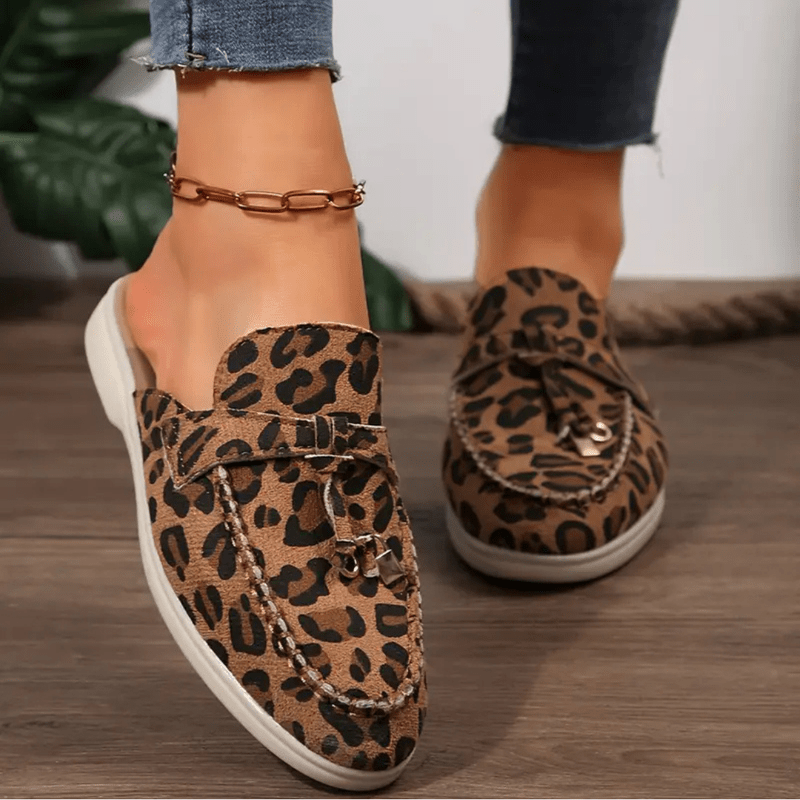 Mocassins Femmes Léopard Tendance avec Semelle Confort