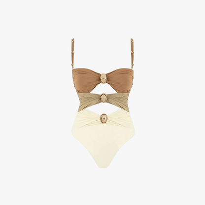 Maillot de Bain Féminin Une Pièce Chic avec Décoration Brillante - PanierRoyale