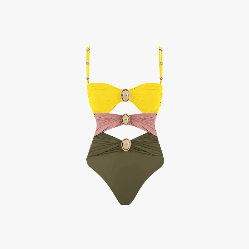 Maillot de Bain Féminin Une Pièce Chic avec Décoration Brillante