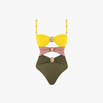 Maillot de Bain Féminin Une Pièce Chic avec Décoration Brillante