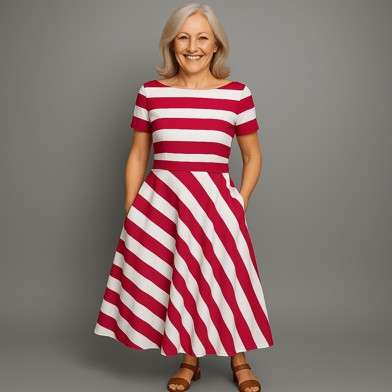 Robe Rayée Été pour Femme à Manches Courtes - PanierRoyale