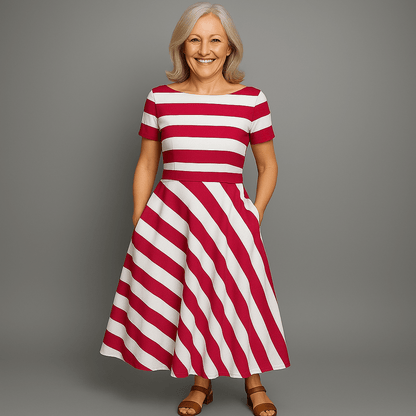 Robe Rayée Été pour Femme à Manches Courtes - PanierRoyale