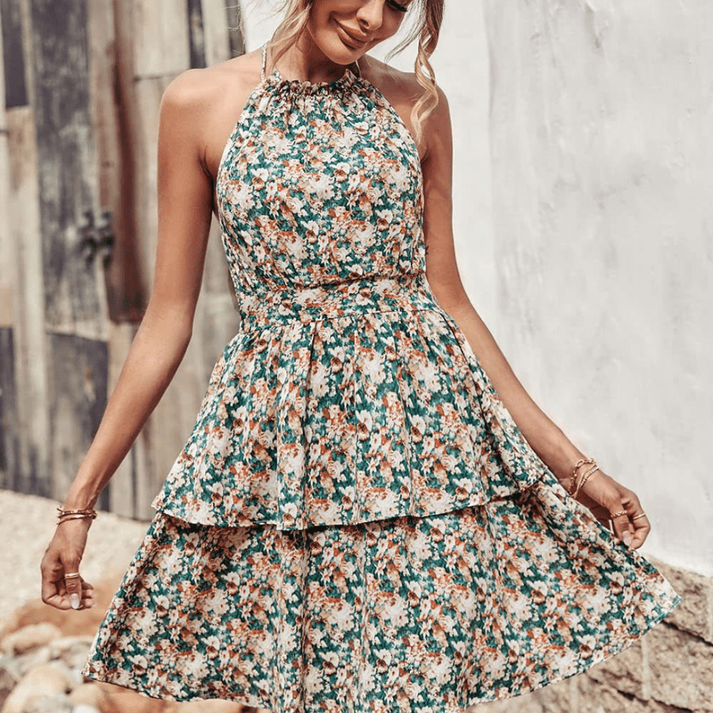Robe Été Courte Florale pour Femme